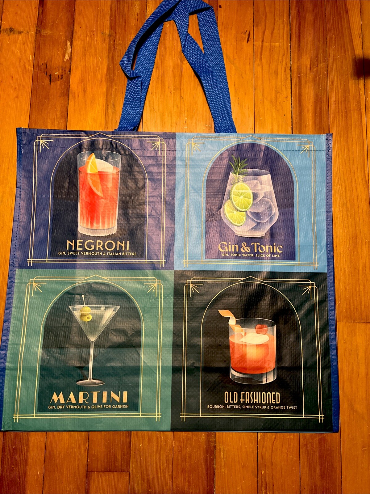 HomeGoods Large Shopping Tote Bag 🫒COCKTAILS 🍈Reusable Eco Friendly NEW🍉