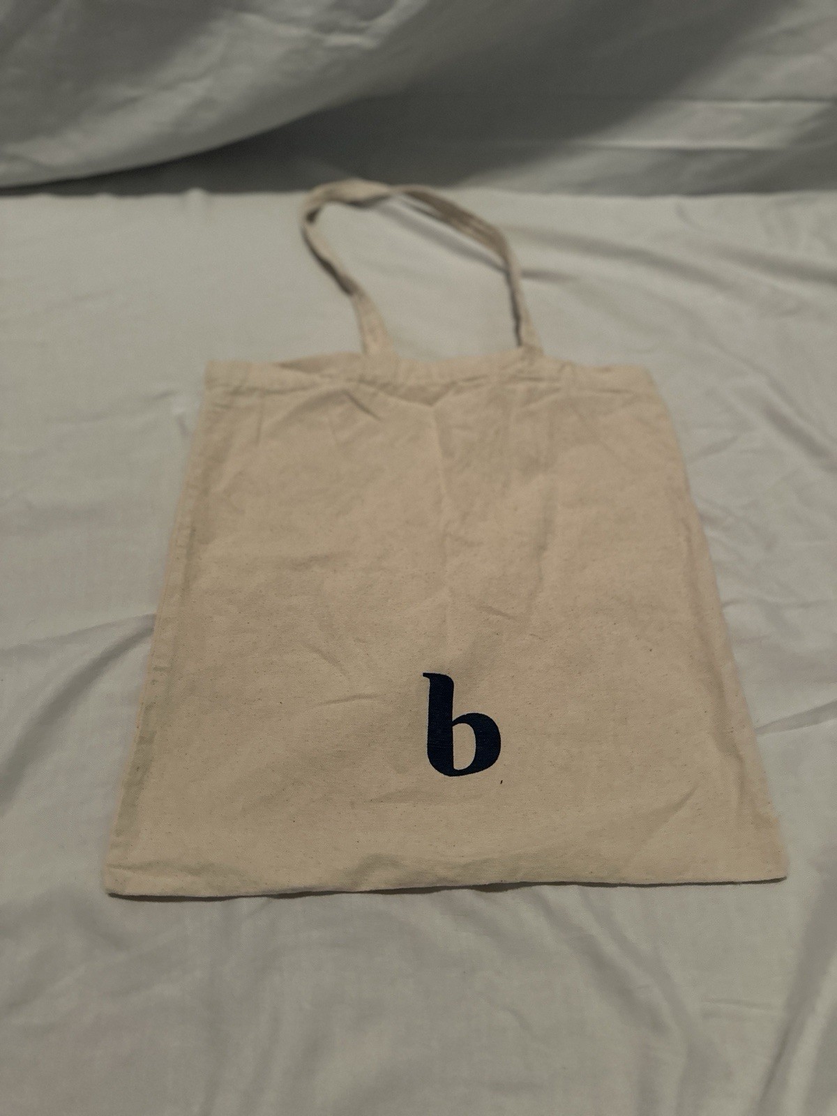 Brooklinen Cream Logo Tote Bag with Double Handle Reusable Shopper