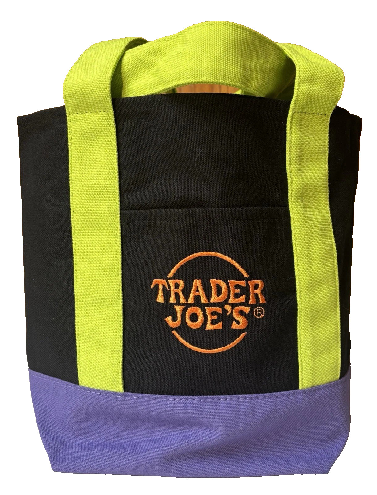 NWT Trader Joe’s Mini Tote Bag Black, Purple, Yellow-Green FREE SHIPPING!