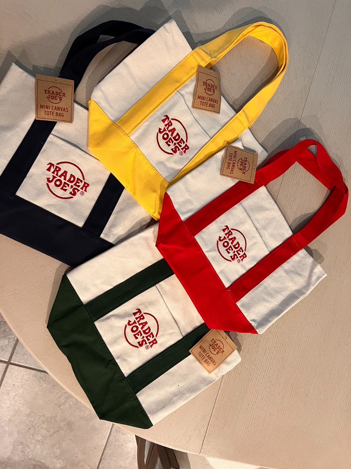 Trader Joe’s NEW Mini Canvas Reusable Tote Bags All 4 COLORS! NWT Free Shipping