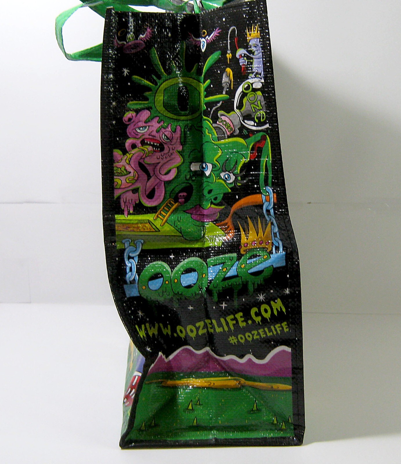 Ooze Life Graphic Reusable Recycle Tote Bag Psychedelic Art