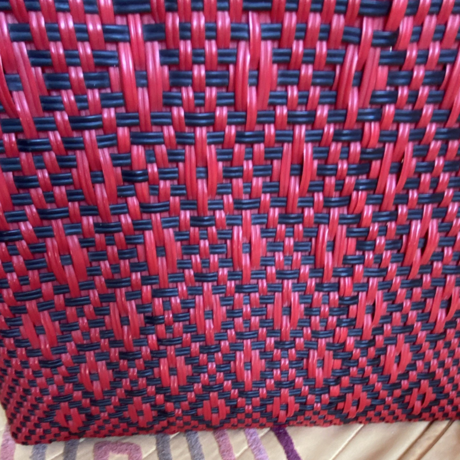 Large Red Black Mexican hand made Geometric Plastic