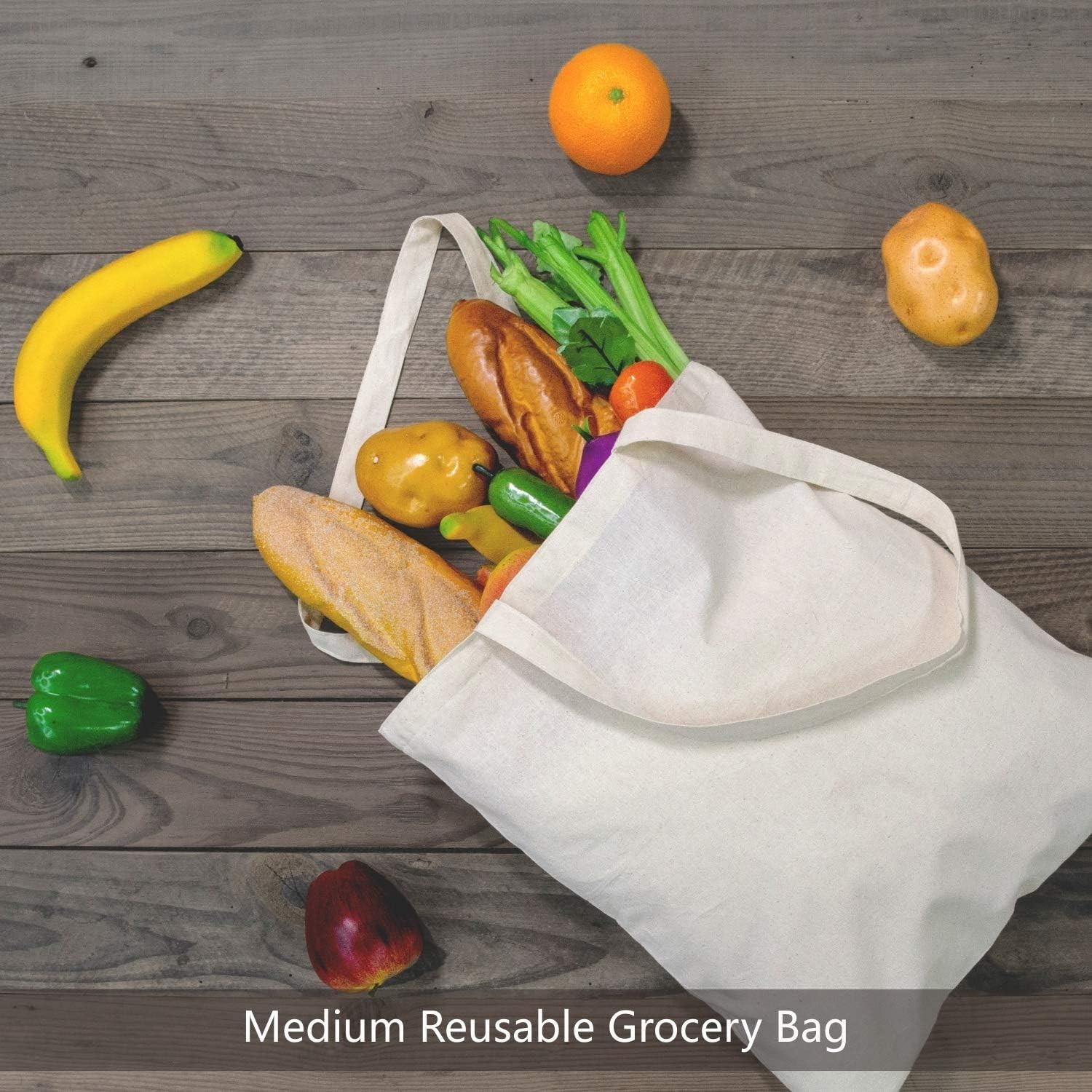 5-Pack Luxury Cotton Tote Bags | Reusable and Lightweight Grocery Solution