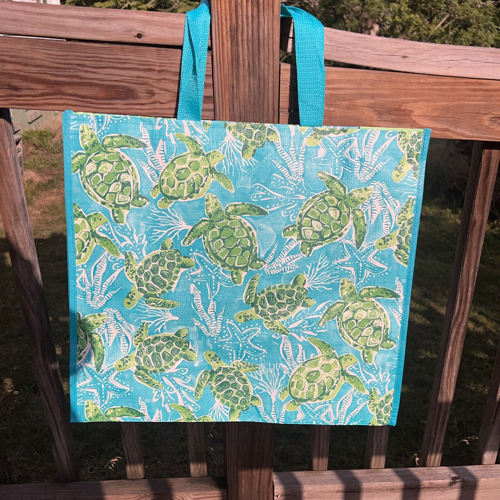HAWAIIAN HONU TURTLE REUSABLE SHOPPING BAG BEACH BAG / BEACH TOTE