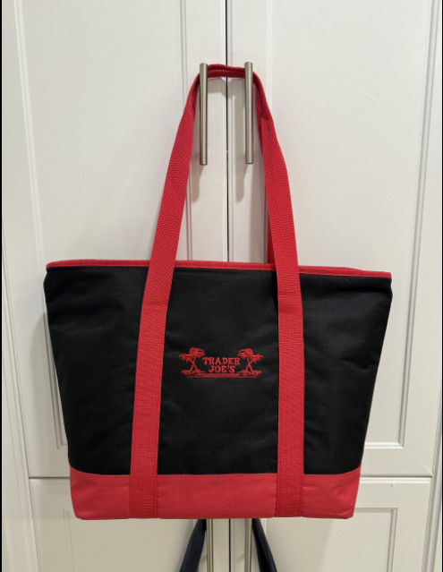 New Trader Joe’s Black Red Insulated Large Cooler Tote Reusable Shopping Bag