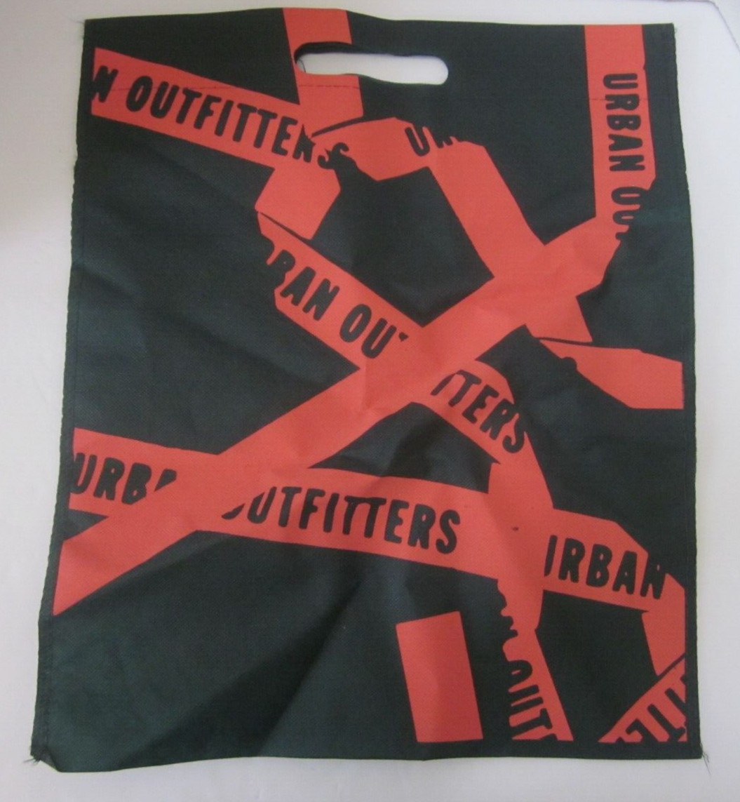 NEW URBAN OUTFITTERS Black & Orange Logo Reusable Cloth Shopping Bag 15 x 18