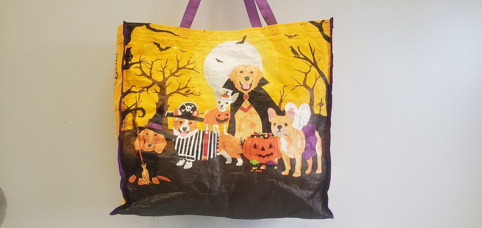 HOME GOODS Shopping Bag Reusable Tote Halloween Dogs In Costumes Cute