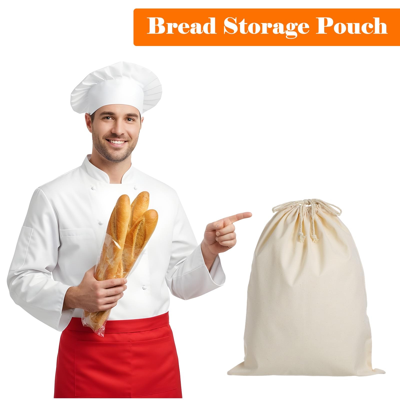 APLZGMG 2 Pcs Reusable Linen Bread Bag, 11 x 15.7 in Cloth 40x30cm, Beige