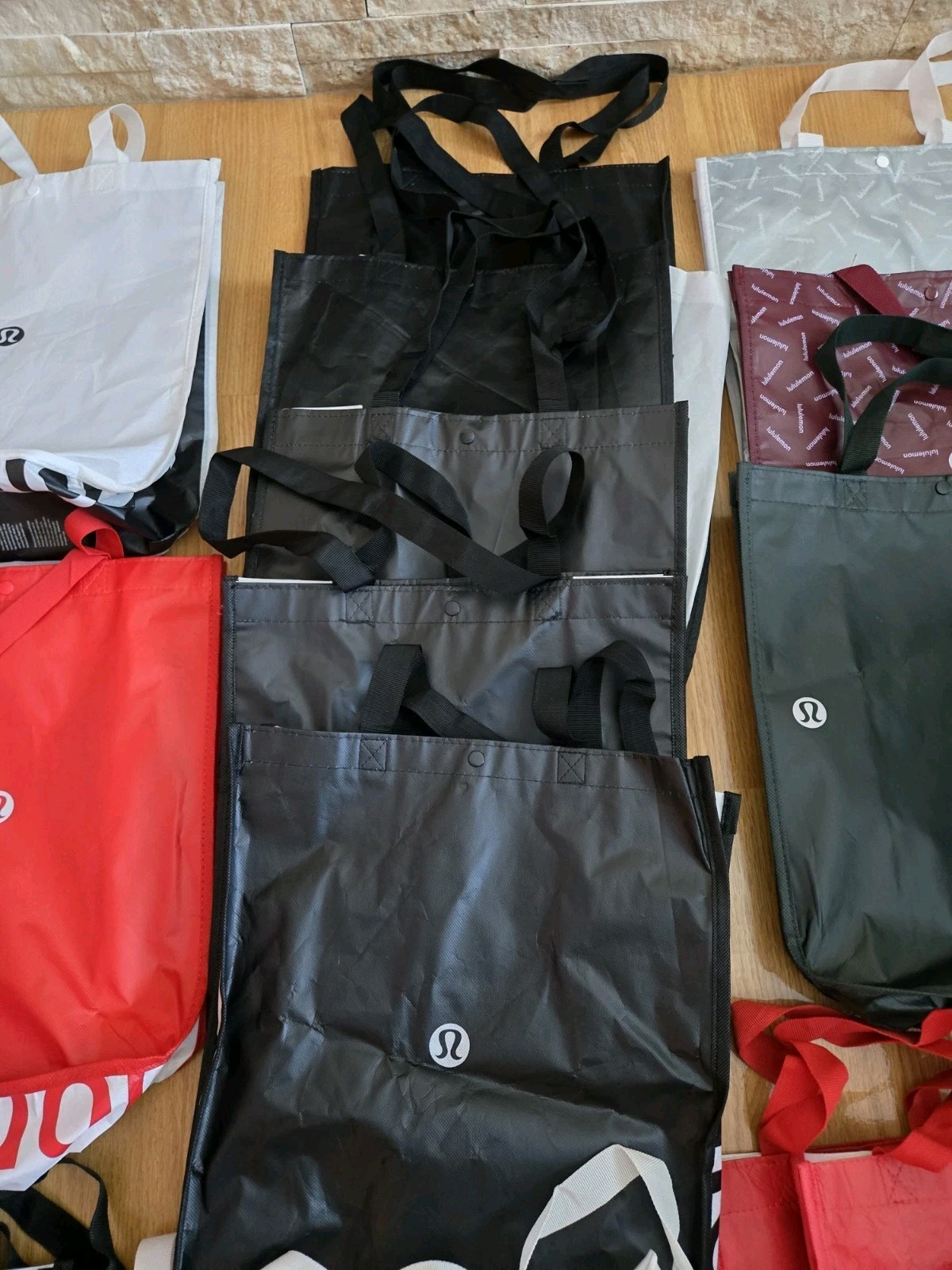 Large Lululemon Shopping Bag Lot Of 24 Small And Large Bags Assorted Colors