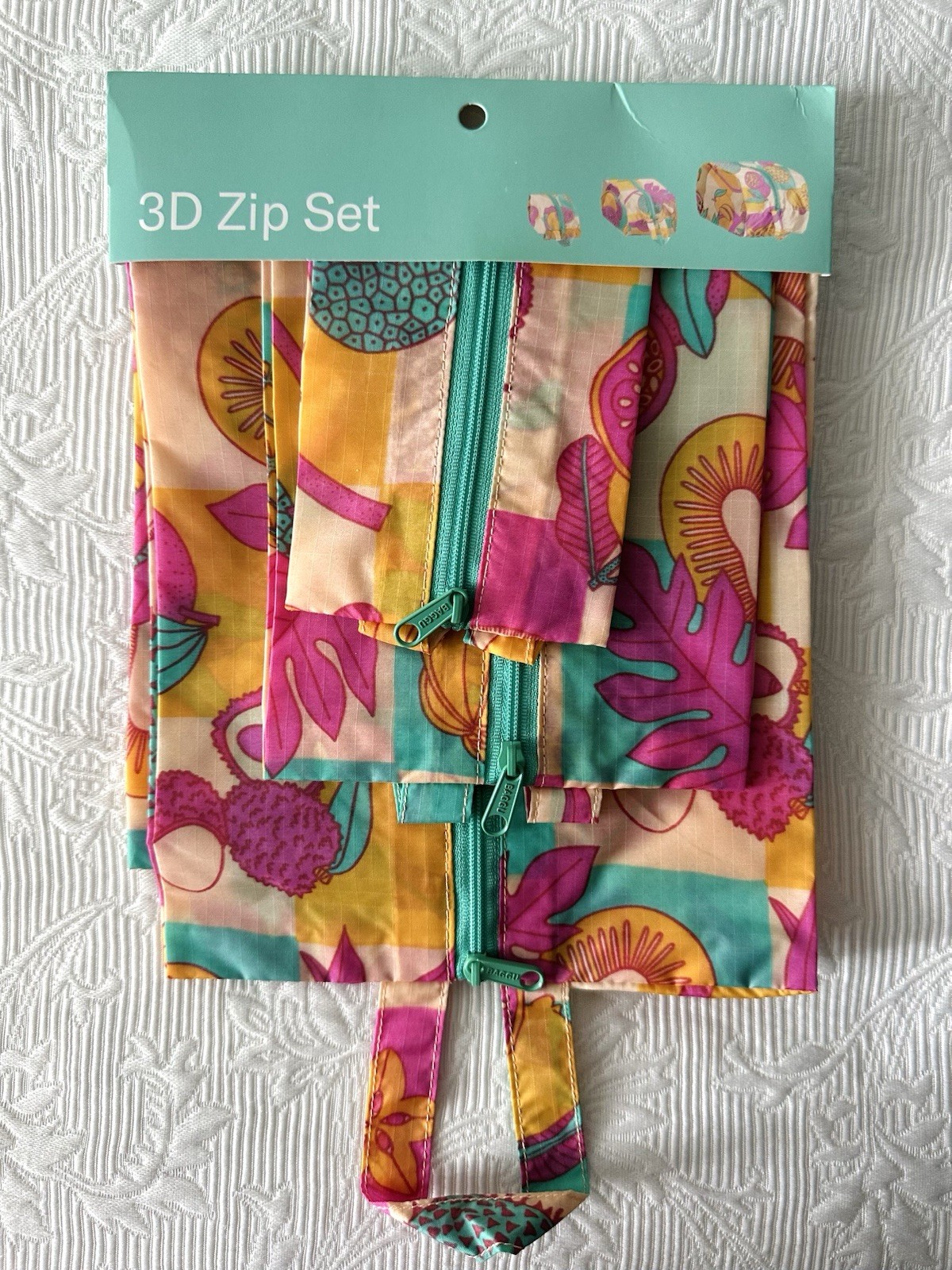 BAGGU Jana Lam Fruit 3D Zip Travel Set 3-Pack RARE New With Tags Hard To Find