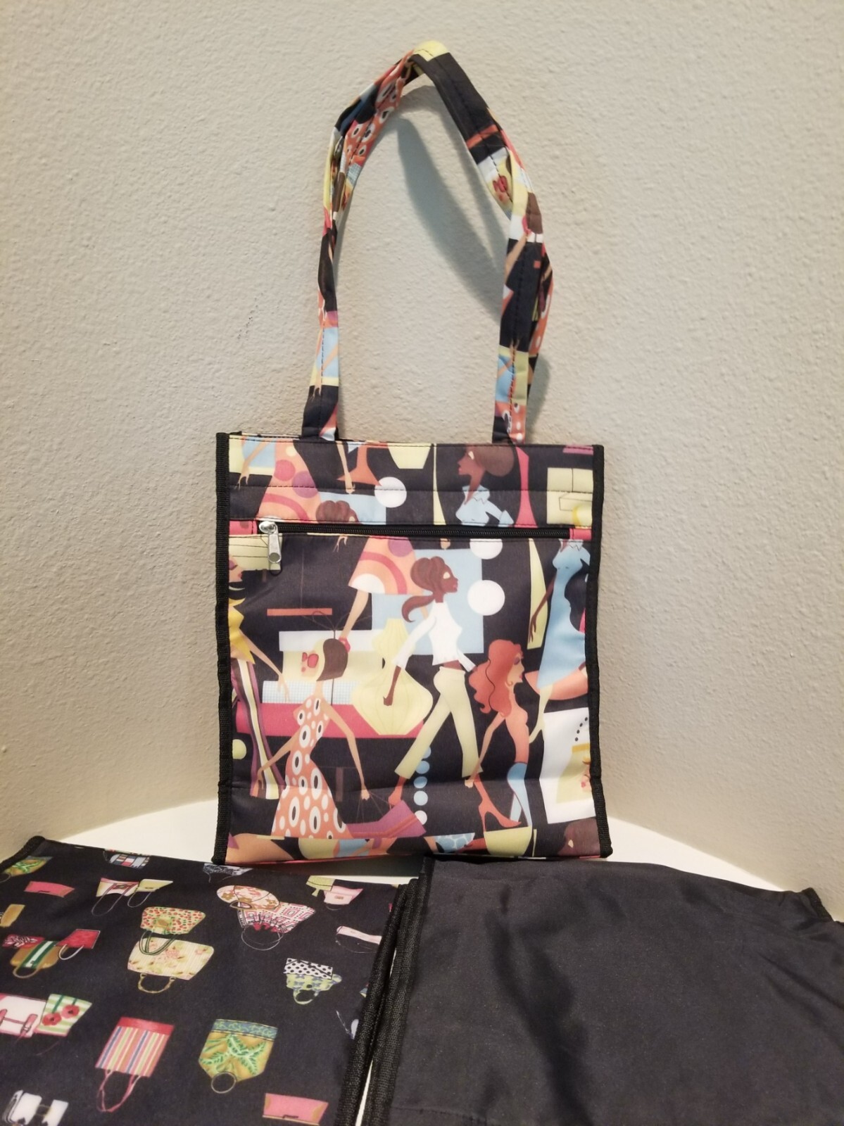 Medium Reuseable Water-Repellent Zip & Stick Shopping Bags with Pockets & Pouch