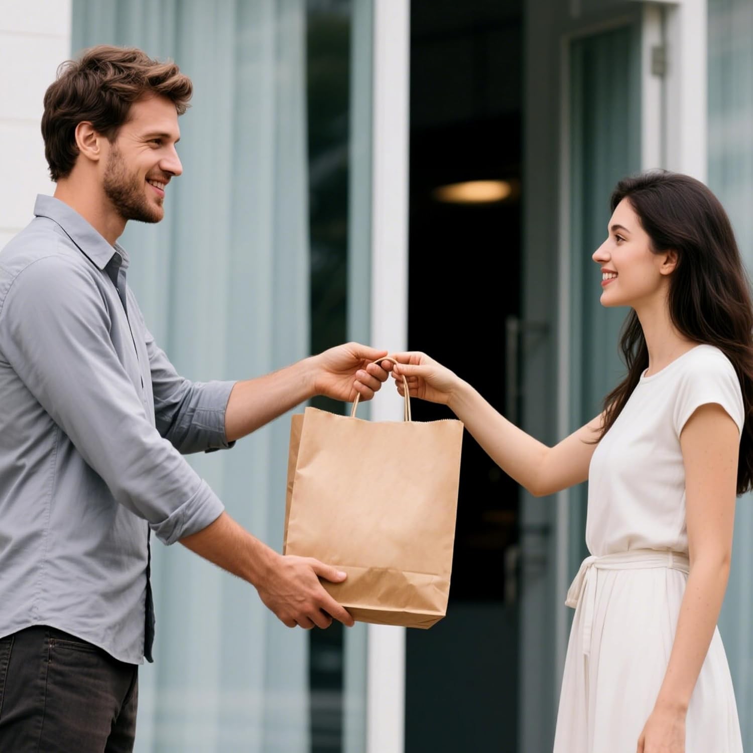 Brown Paper Bags with Handles in Bulk, 50pcs Kraft Paper Bags 8×4.5×10.8 inch,