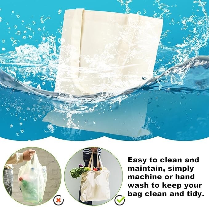 Canvas Tote Bag 4 Pack Reusable Cotton Shopping Bags DIY Craft Blank