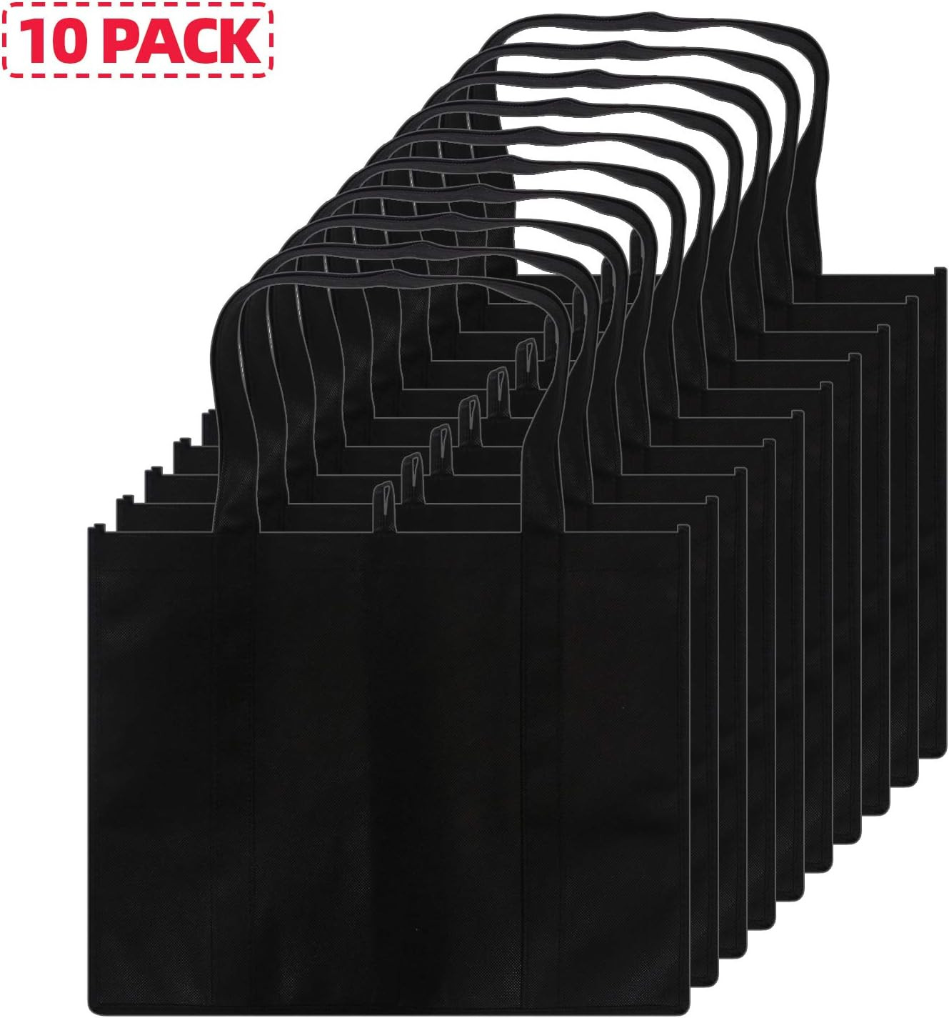 Set of 10 Reusable Grocery Bags Extra Large Foldable Heavy Duty Shopping Tote Pr