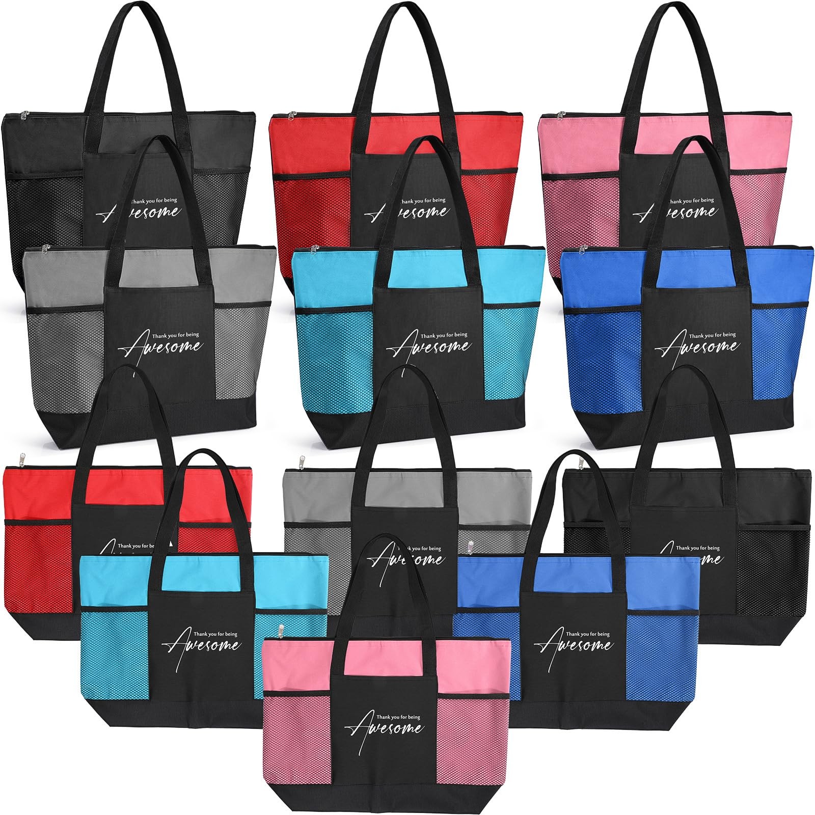 12 Pcs Cna Week Gift Bulk Inspirational Zipper Tote Bag with Mesh Pocket for …