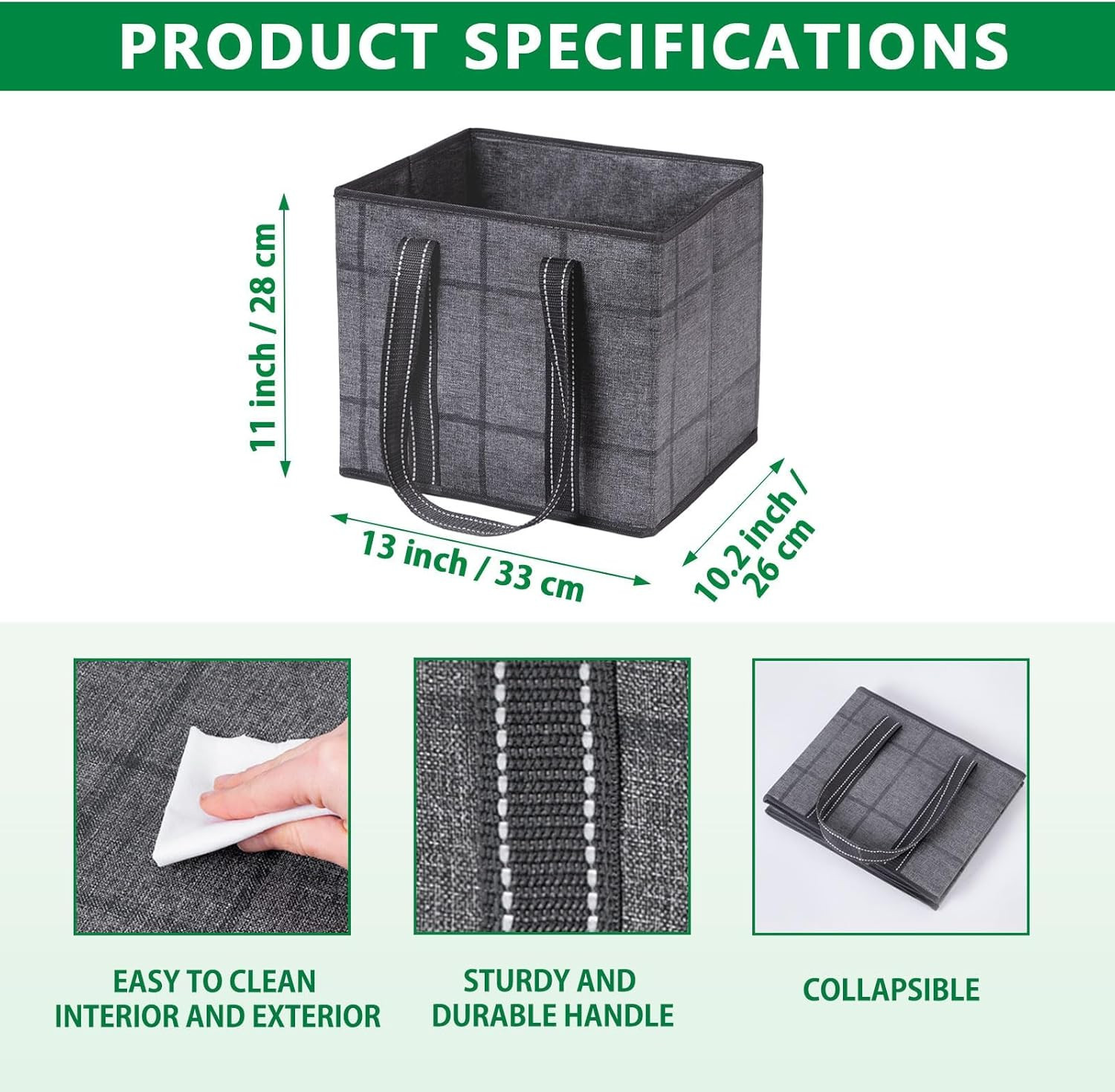 3 Pack Reusable Grocery Bags, Shopping Bags for Groceries, Utility Tote with Han