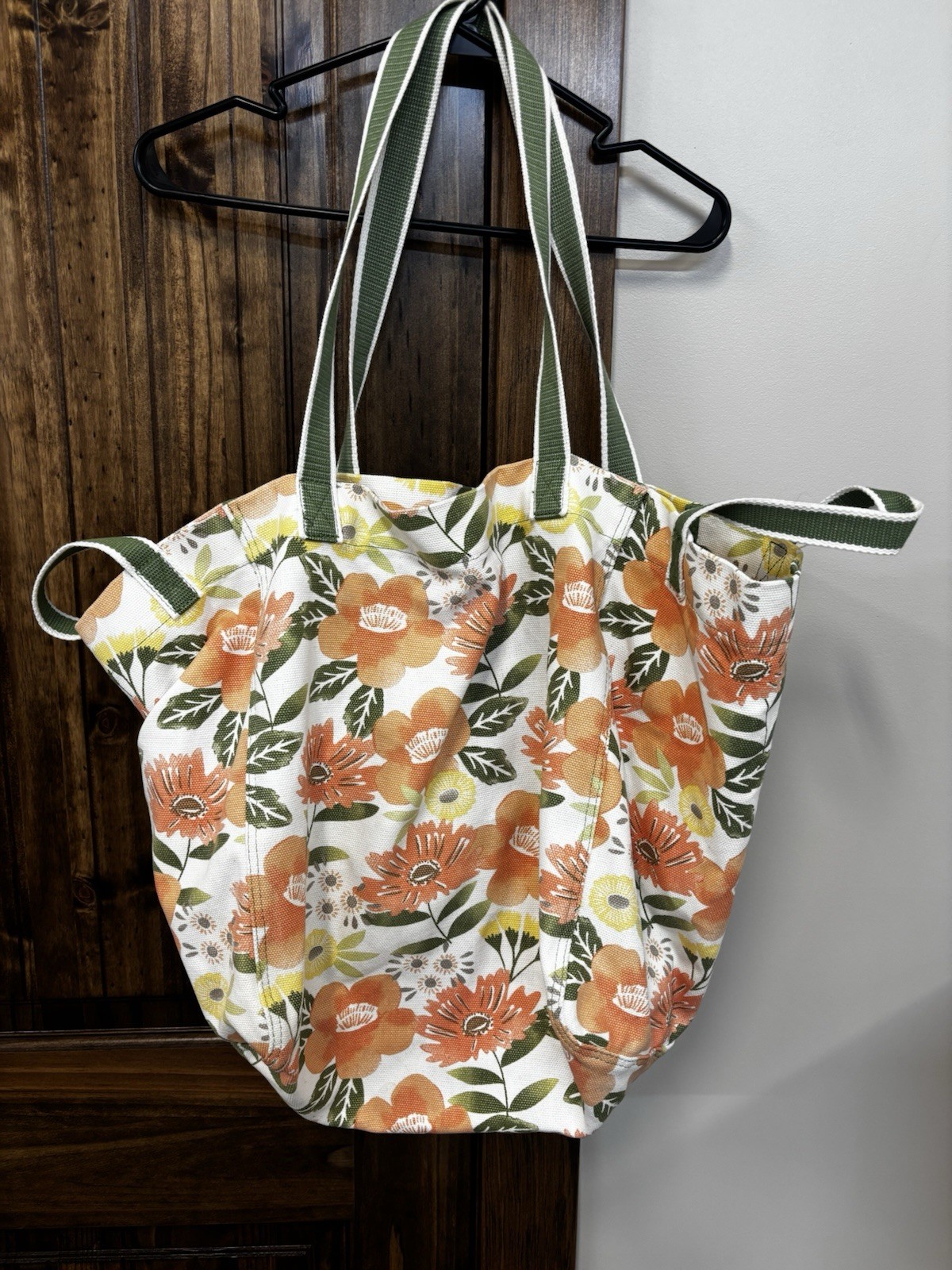 Thirty-One Floral Reusable Foldable Cotton Shopping Bag with Inner Pocket