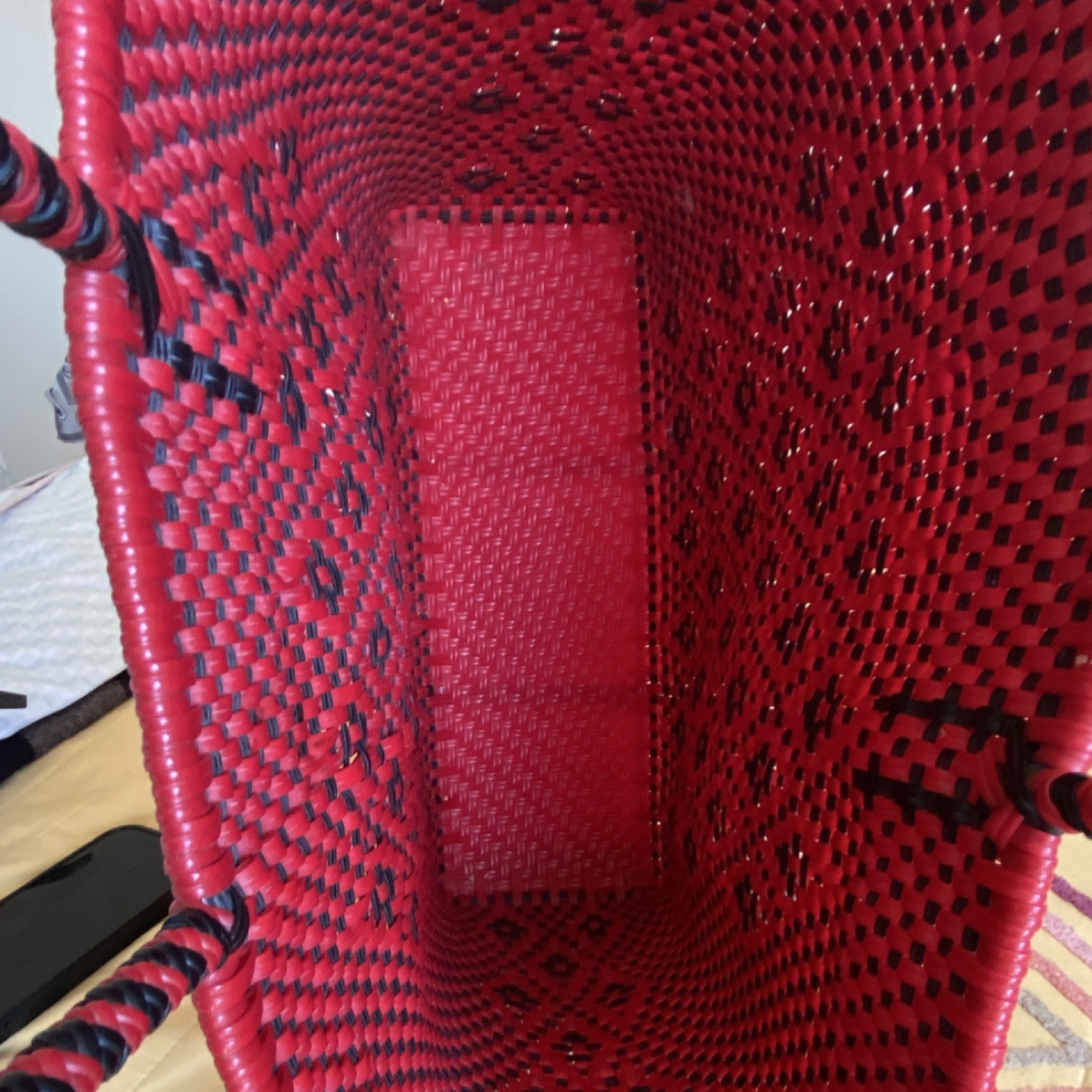Large Red Black Mexican hand made Geometric Plastic