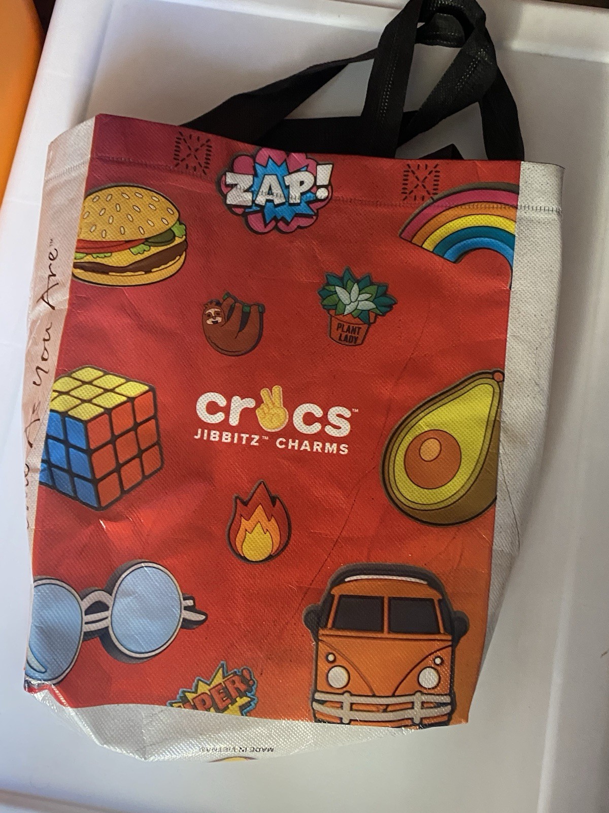Crocs Plastic Reusable Tote Bag 12”H X 9”W X 4” Deep