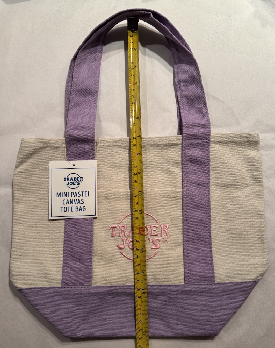 TRADER JOE’S MINI PASTEL CANVAS TOTE BAG LAVENDER NWT FREE GIFT FAST SHIP 🎁