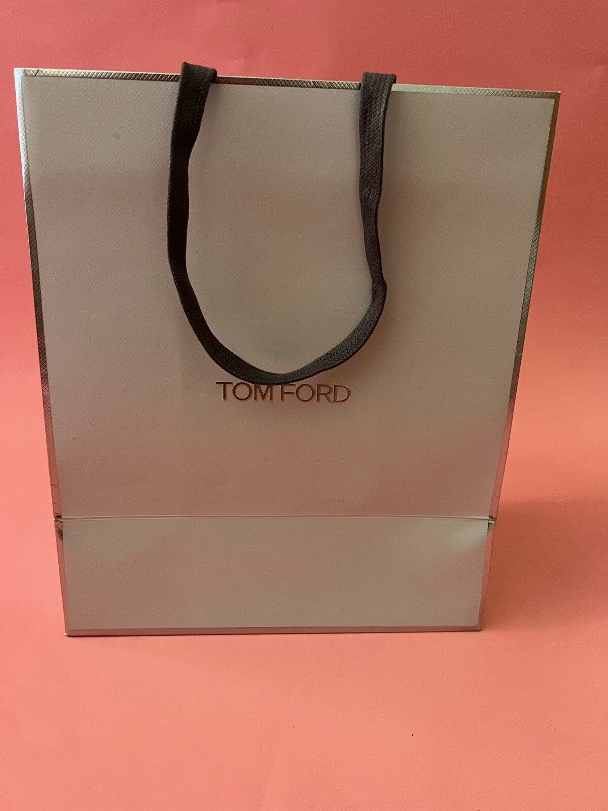 Tom Ford Reusable Shopping Paper Bag Gray Silver 12 ” x 10″ x 6″
