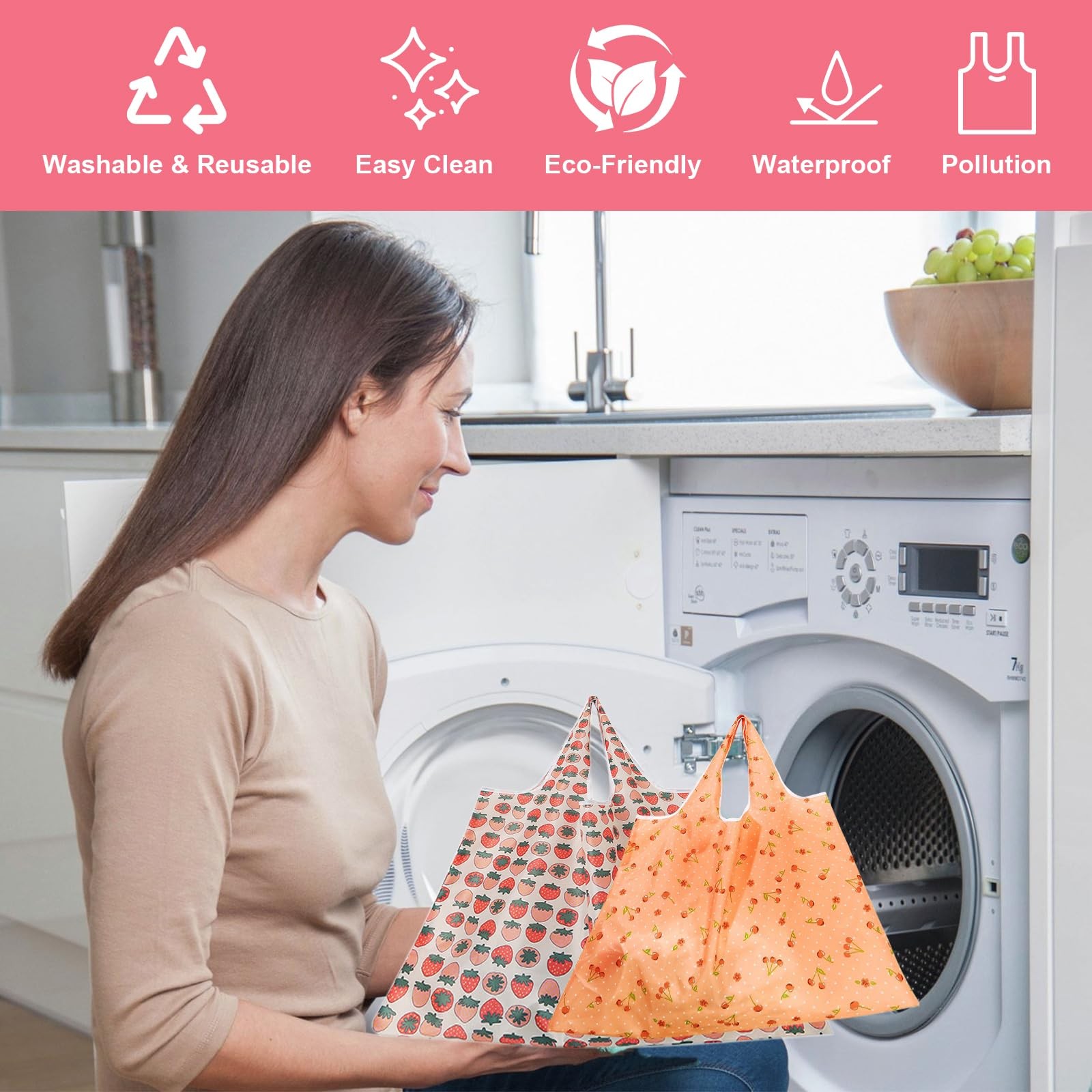 Extra Large 50lbs Foldable Reusable Shopping Bags kitchen reusable grocery ba…