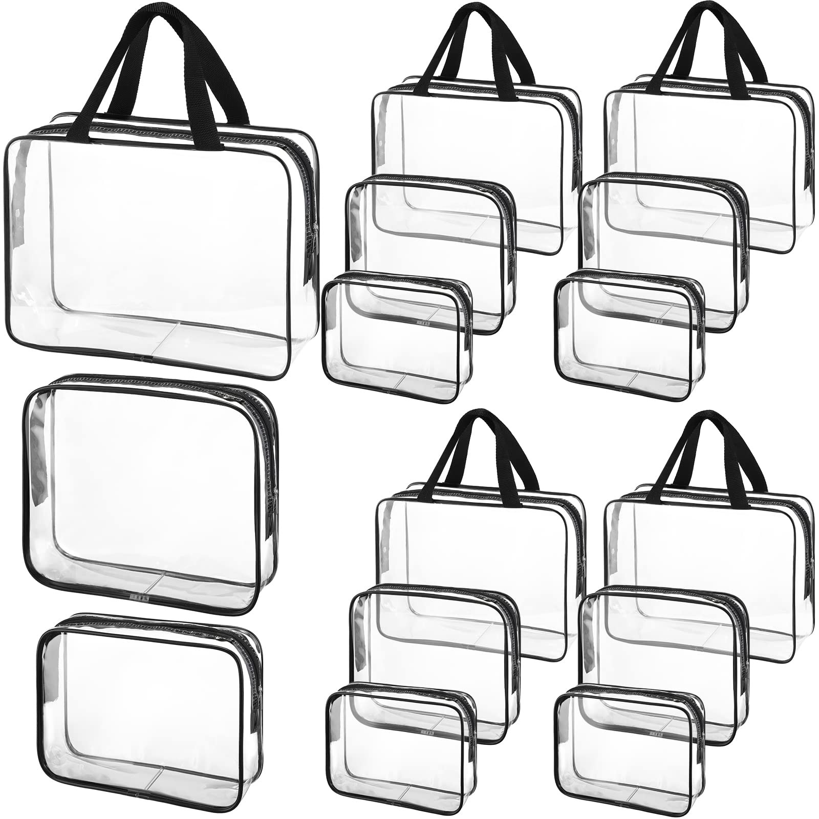 Saintrygo 15 Pcs Clear Makeup Bags Toiletry Bag with Zipper Handle PVC