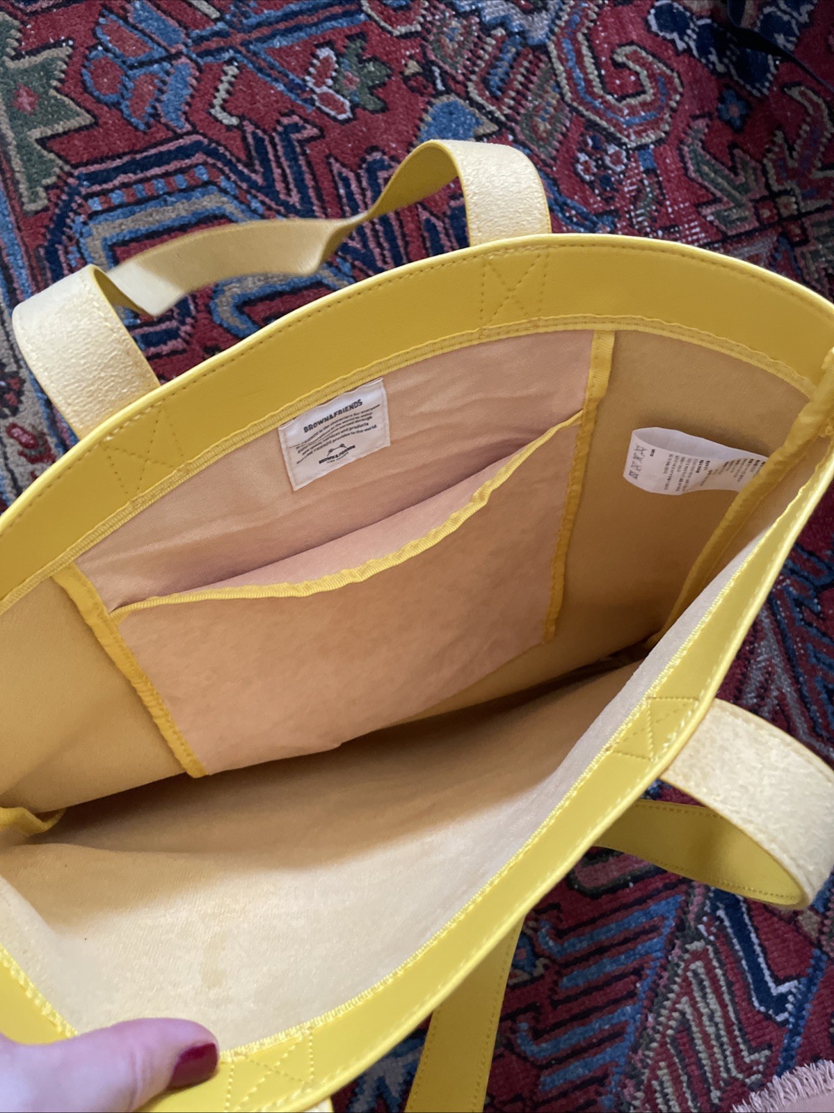 NWT LINE FRIENDS Sally Faux Leather Large Purse Tote Shopping Bag Yellow