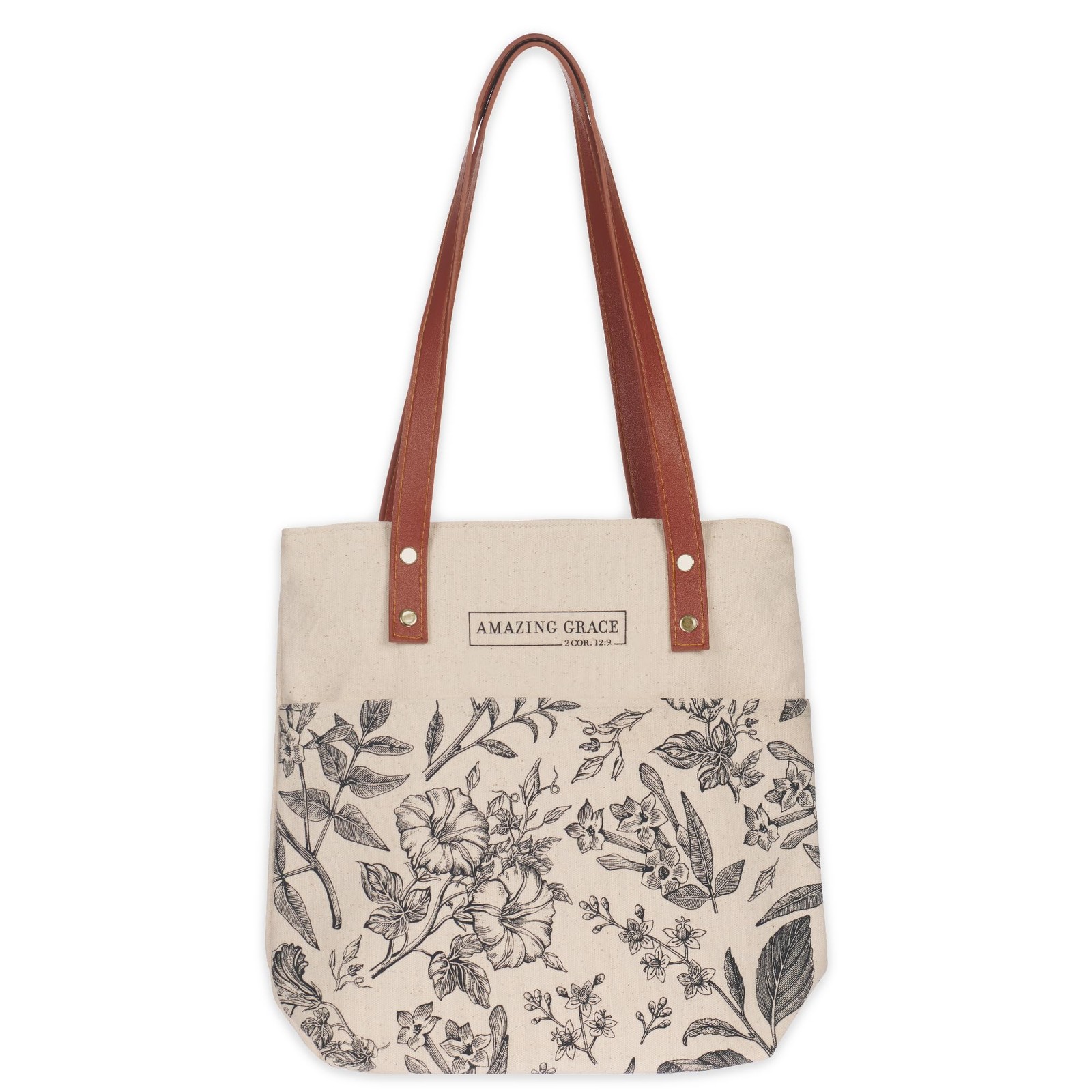 Canvas Floral Tote Bag for : Amazing Grace Inspirational Scripture for Shoppi…