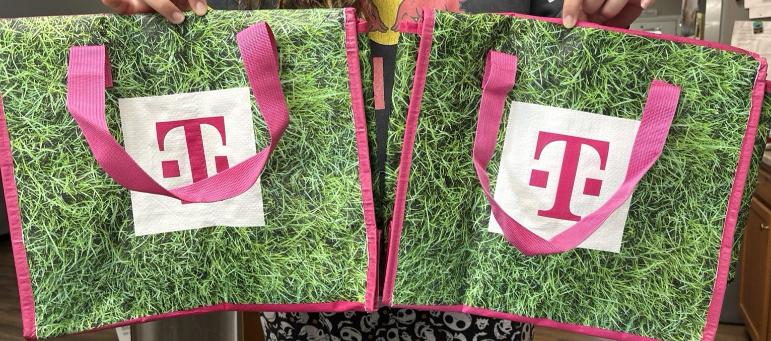 2 x T-Mobile Reusable Zip- Top & large Shop Bag 2026