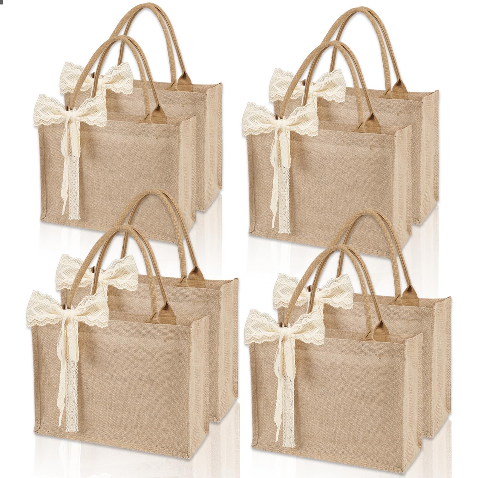 8pcs Burlap Tote Bag Set with Handles, Waterproof Reusable Blank Grocery Bags…