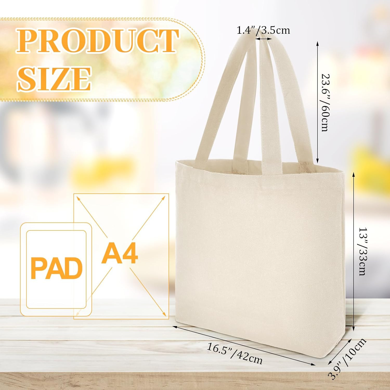 20 Pcs Canvas Tote Bags Bulk 16.5X13.4” Blank Cotton Canvas Bag with Zipper Han