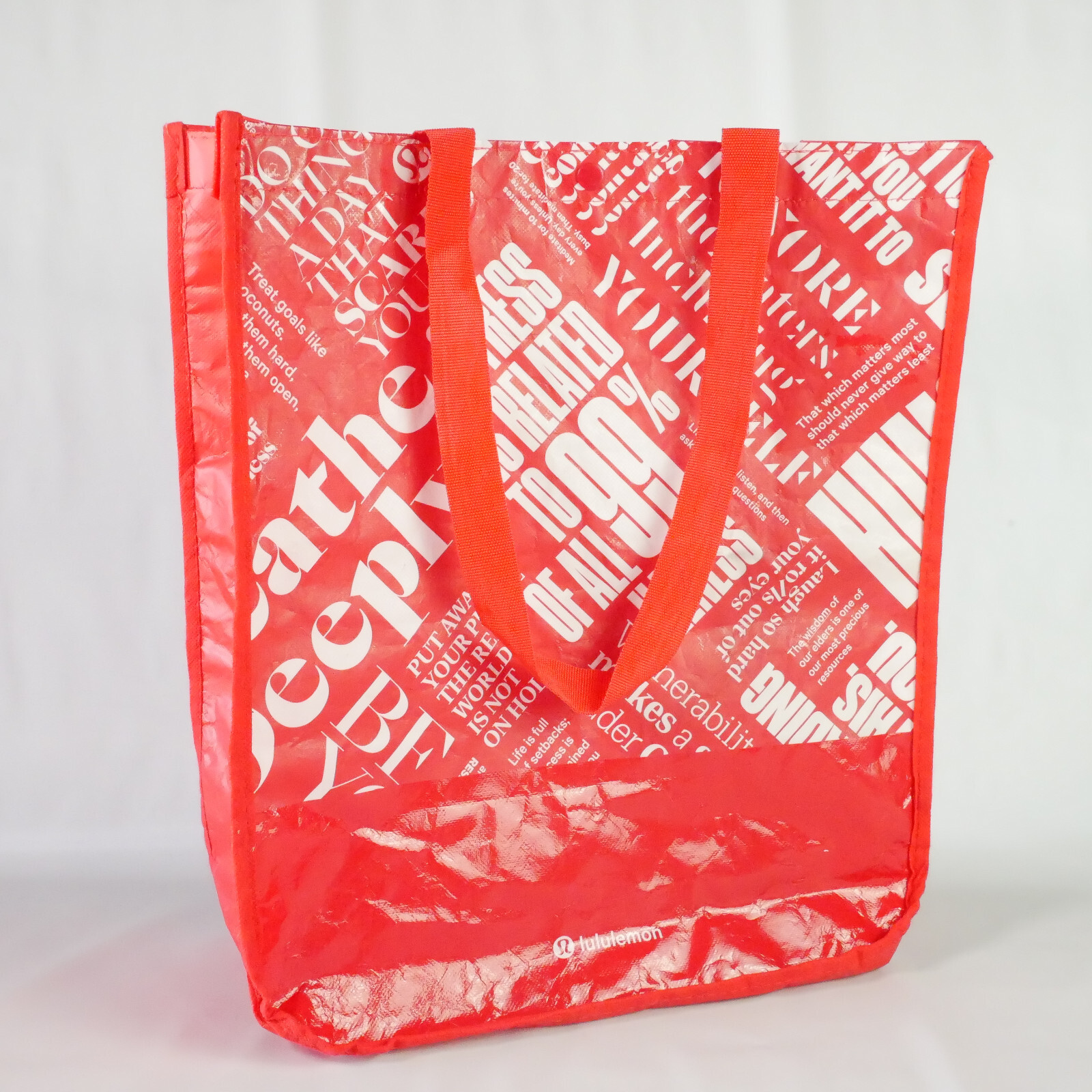 Lululemon Reusable Shopping Red Tote Bag Snap Closure 14″ x 16″ x 7″