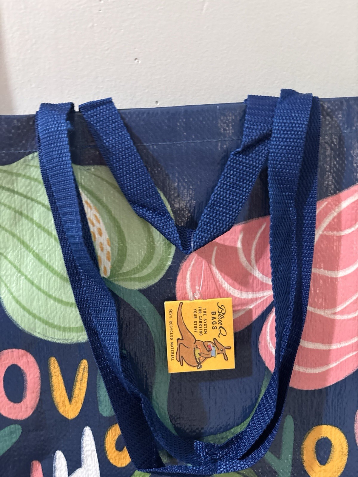 BlueQ Reusable Shopping Bag “Love Who You Love” Floral Blue Recycled Shopper Bag