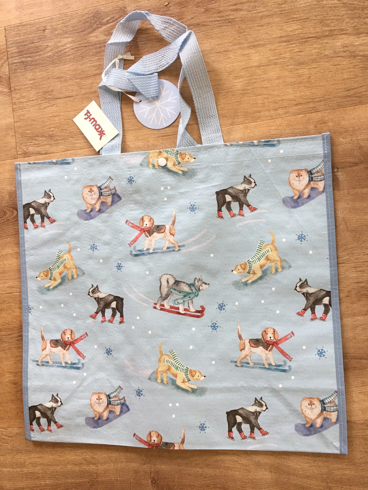 Mixed breed Dogs Winter Sledding Boots Large Reusable Shopping Tote Eco Gift Bag