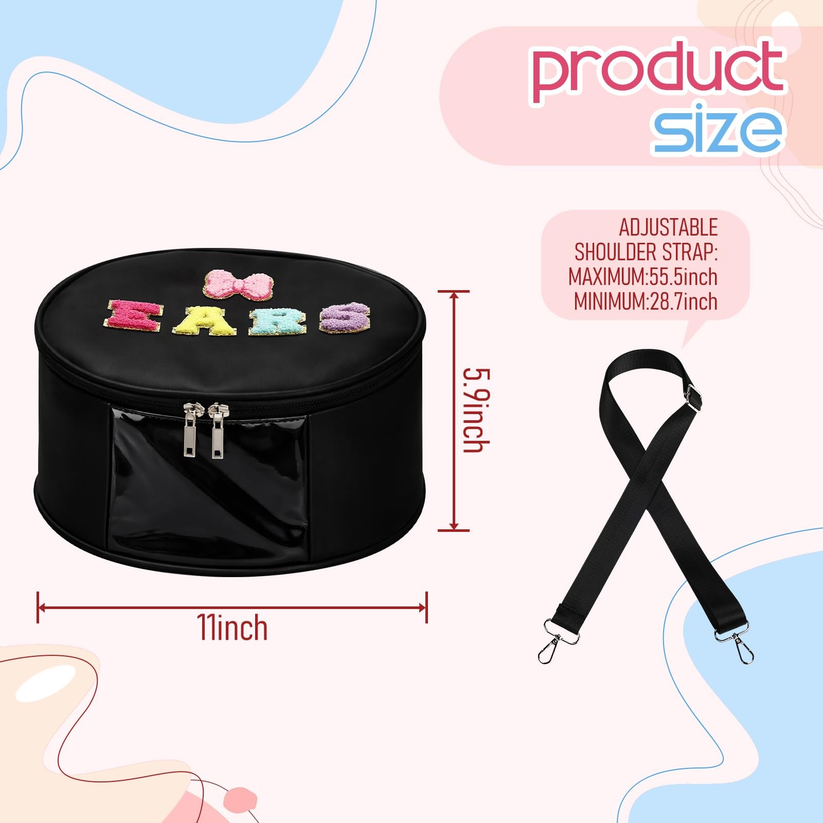 Hillban Waterproof Ears Travel Case Holder Large 11 x 11 x 5.9 inches, Black