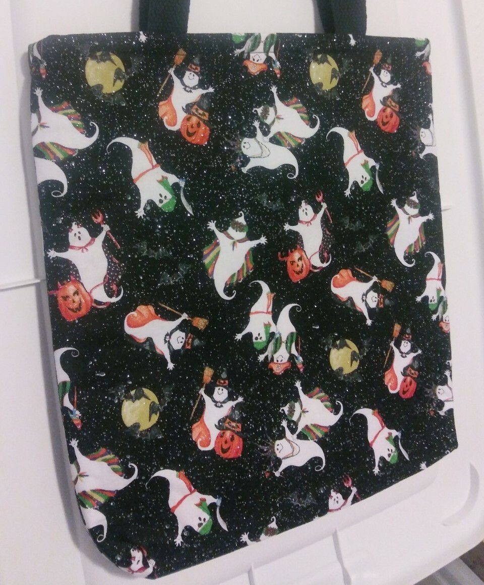 Small Halloween Tote Bag completely reversible 13″ x 11″ x 2″ plus 7″ handle