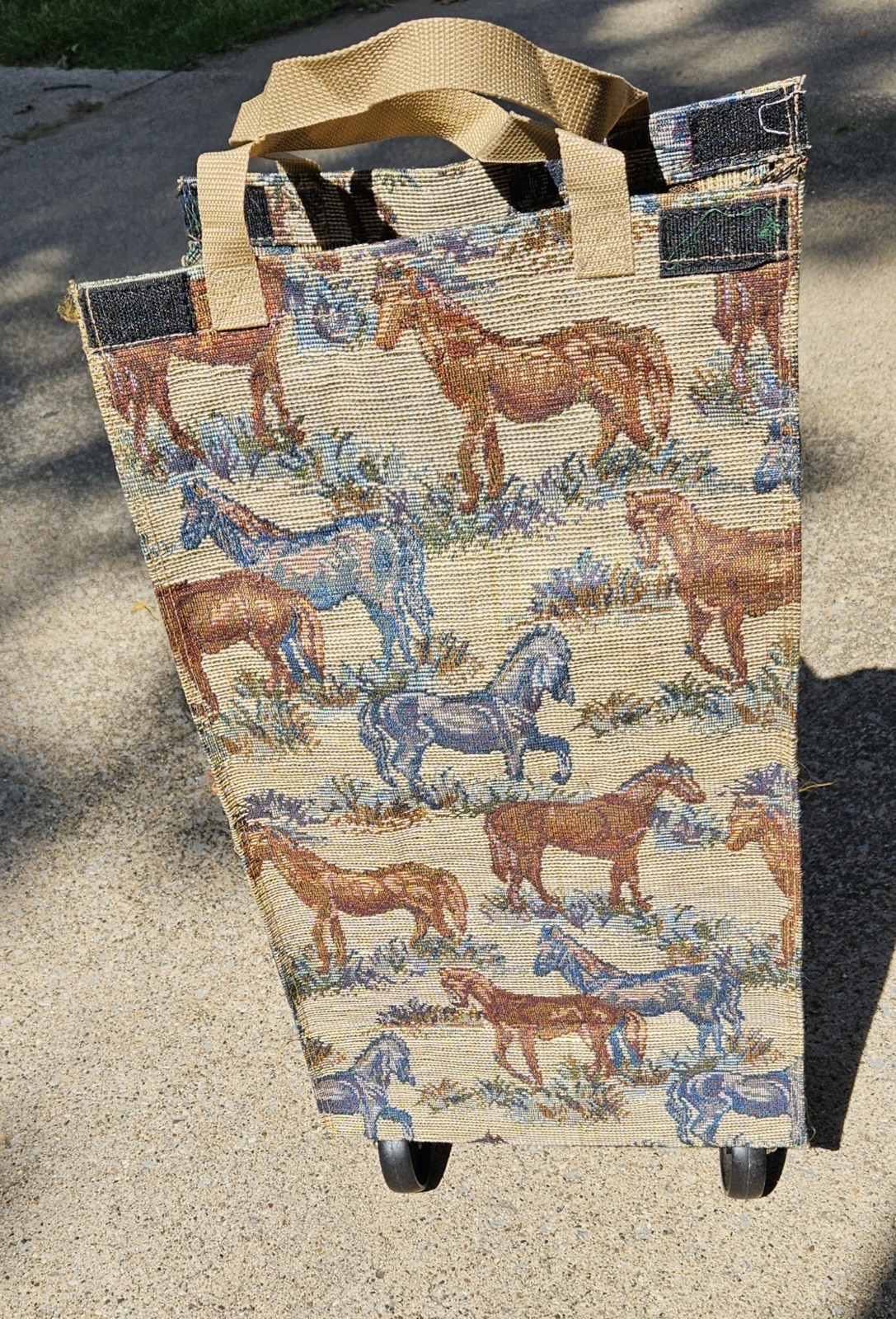 Tapestry Shopping Travel Tote with Wheels Folding Shopping Cart 22.5 X 6 X 13.5