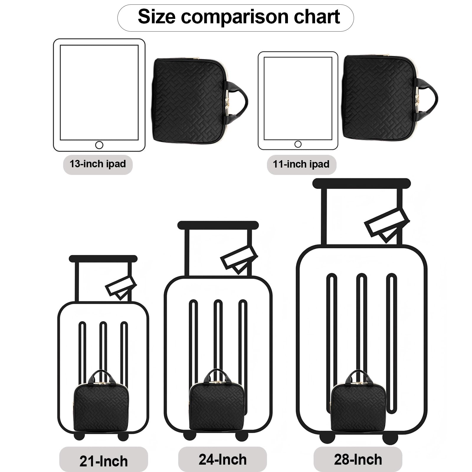 JOYYTUU Makeup Bag, Large Capacity with Room for Brushes and Mirror, Black
