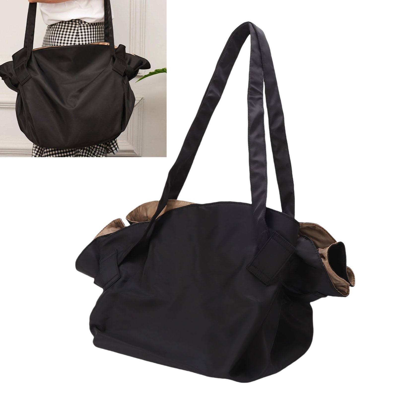 Large Expandable Tote Bag Grocery Beach Gym Laundry Travel Shoulder Carryall