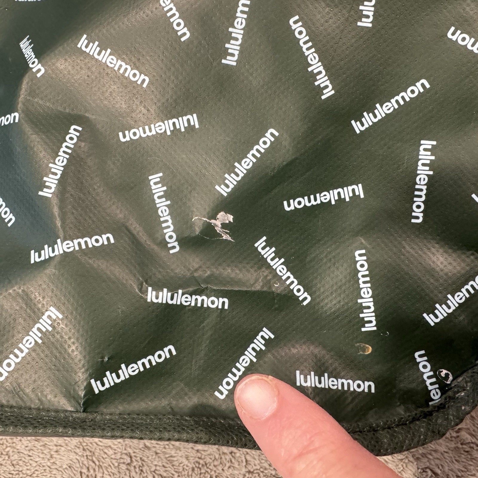 Lululemon Reusable Shopping Tote Bag Lot Of 2 Large White/Black Green