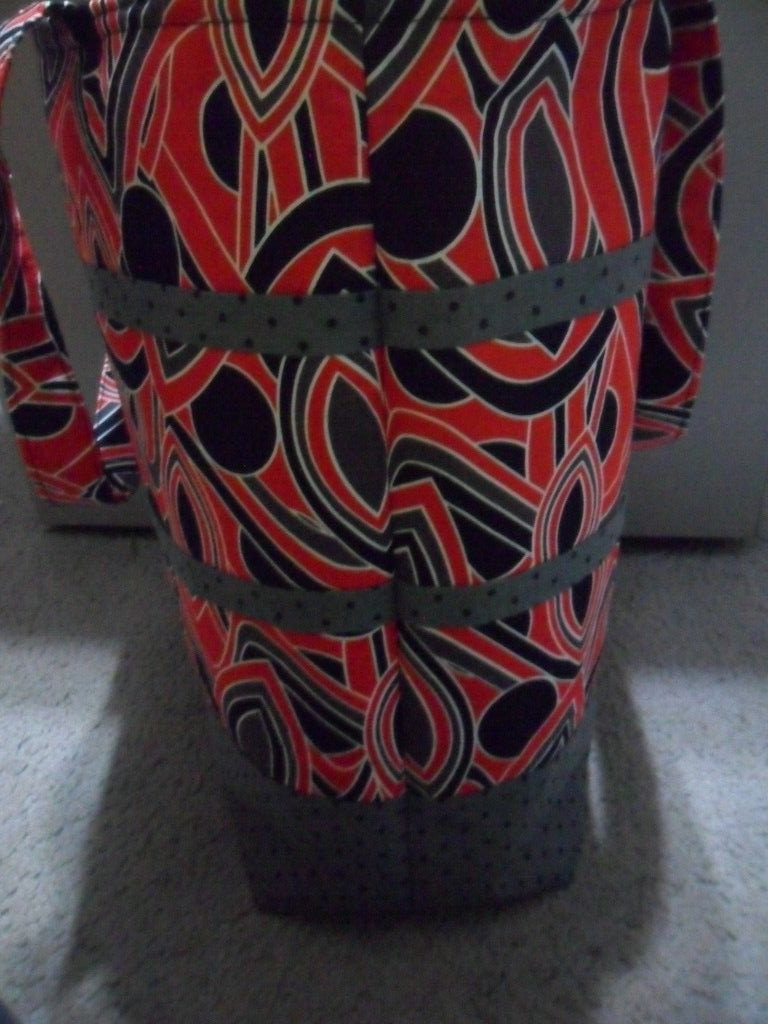 Handmade Reuseable Market Tote Grocery Bag Storage Red Black Grey