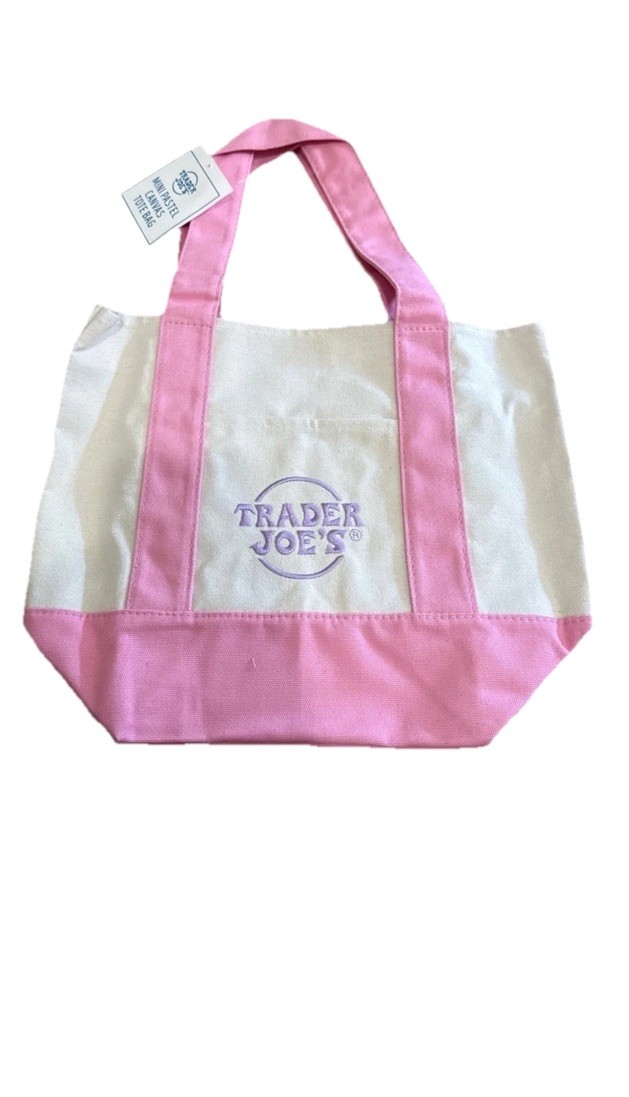 Trader Joe’s Mini Canvas Tote Bag Pastel Pink Green Blue Lavender 4 Set 🛍️💜