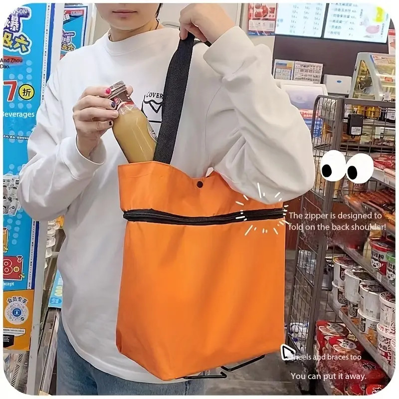 1x Collapsible Shopping Grocery Bag with Wheels Rolling Tote Large Reusable Bags