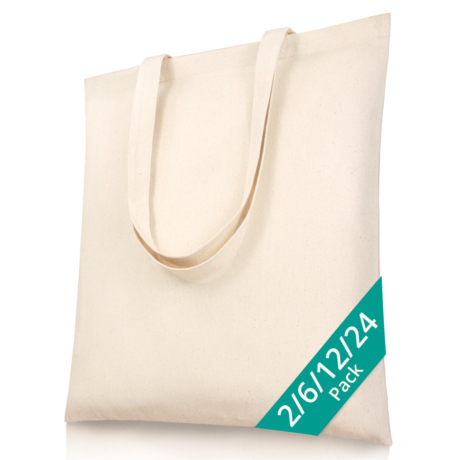 Plain Canvas Tote Bags, Reusable 15×16 Shopping Bag DIY Gift, Beige