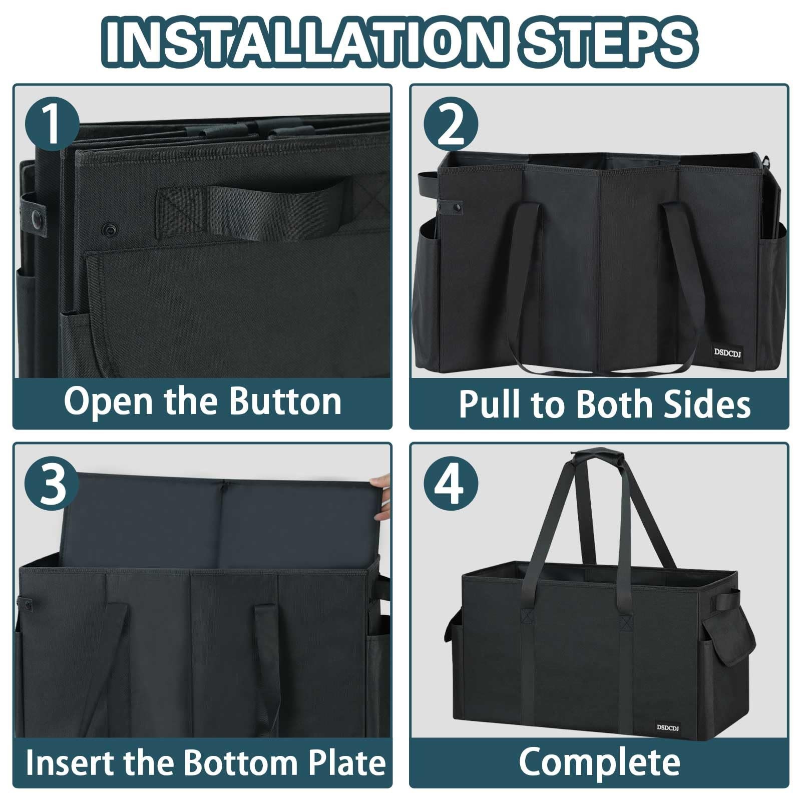 Extra Large Utility Tote Bag Hard Bottom 22.5x11x12 Inch Heavy Duty Grocery