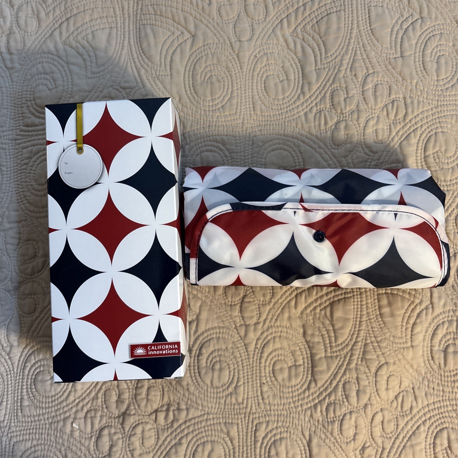 California Innovations Insulated Market Tote Red White Blue 18.5×6.2×17.9″ NIB