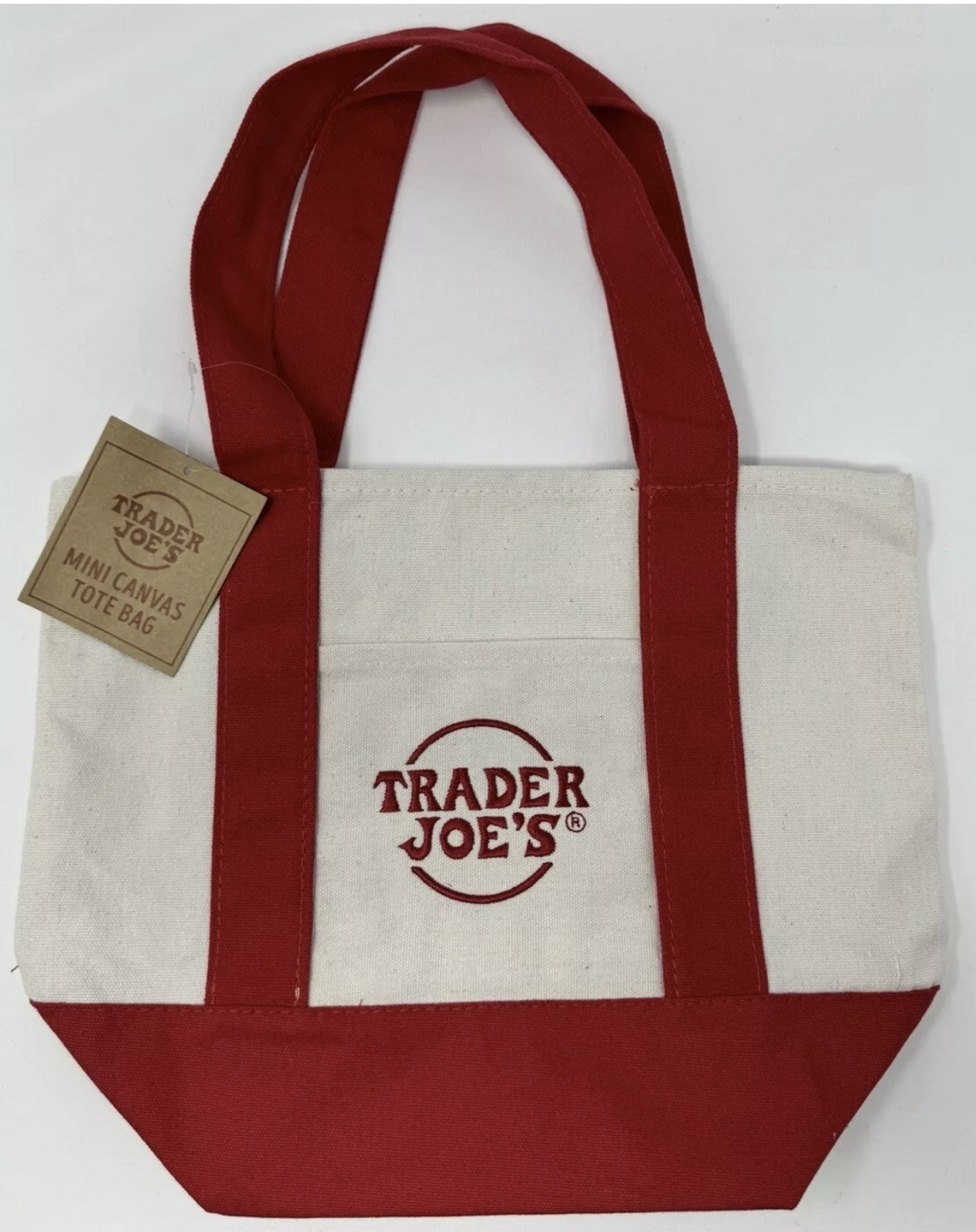TRADER JOE’S RED MINI CANVAS TOTE BAG NWT FREE GIFT 🎁 VALENTINES DAY