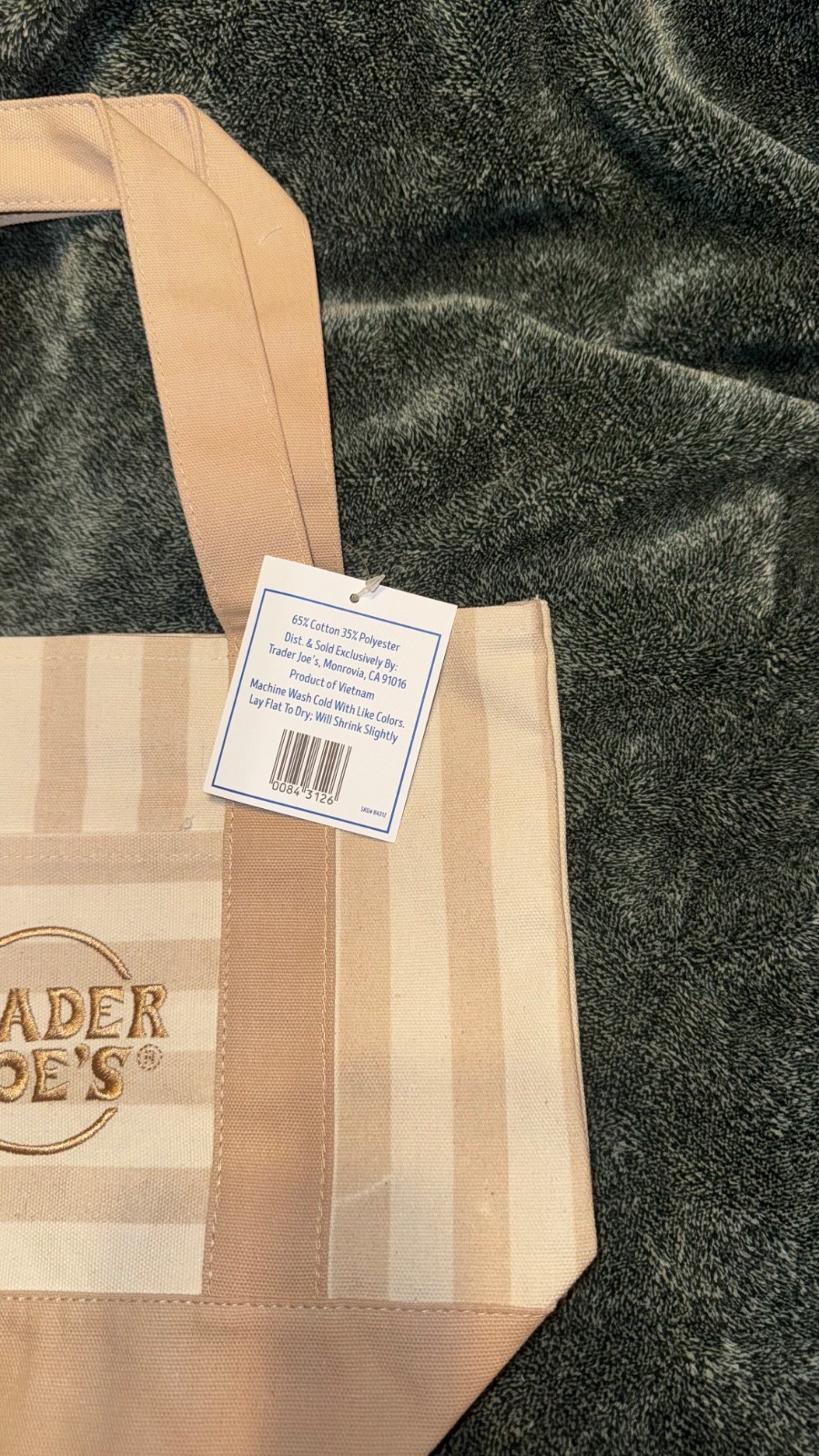 Trader Joe’s Limited Mini Canvas Pastel Striped Tote Bag 2026 Beige/Tan