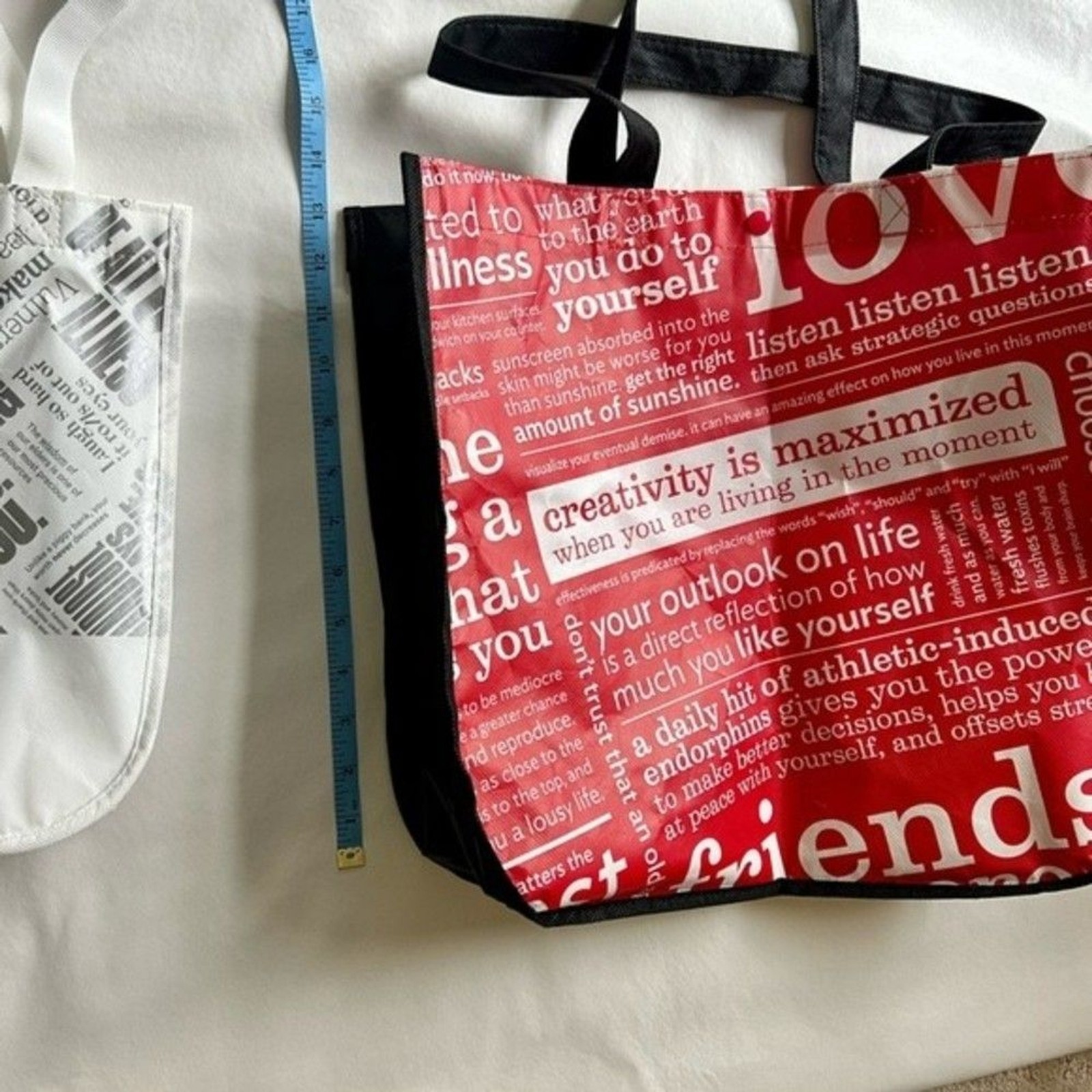 3 Lululemon reusable shopping bags tote bags gift bags 3 sizes w/ strap handles